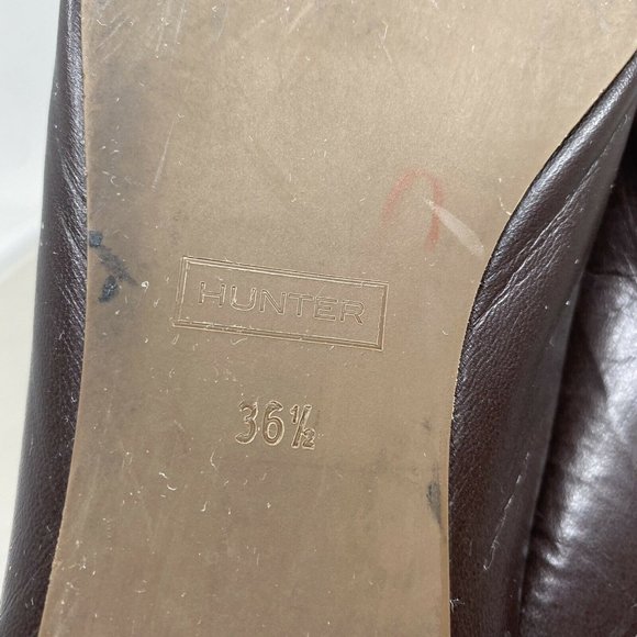 Hunter Women Ballet Flats Leather 36.5 6 6.5 Brown Leather Bow Shoes Round Toe - Picture 9 of 12